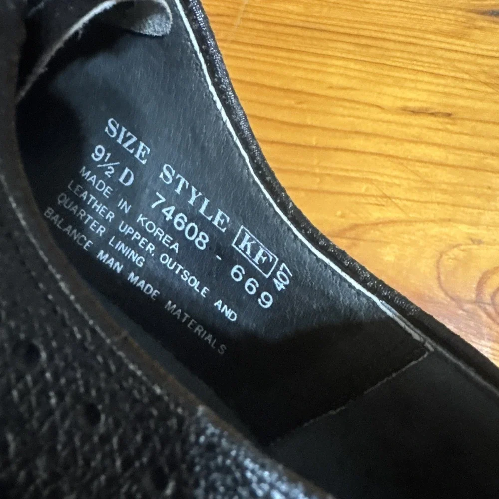 Sears Vintage Dress‎ Shoes Men's 9.5 D Wingtip Oxfords Leather Black Brogue